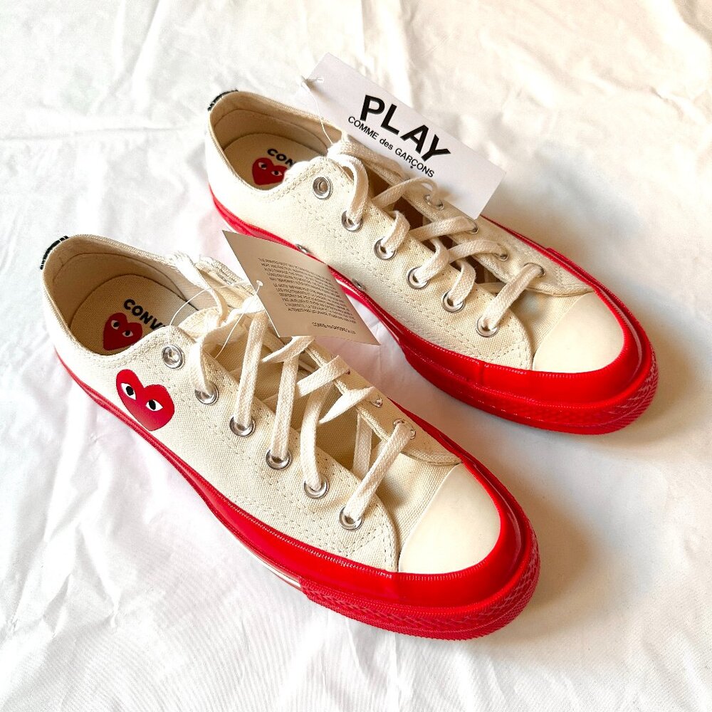 Comme des Garcons Play Red and Cream Sneakers